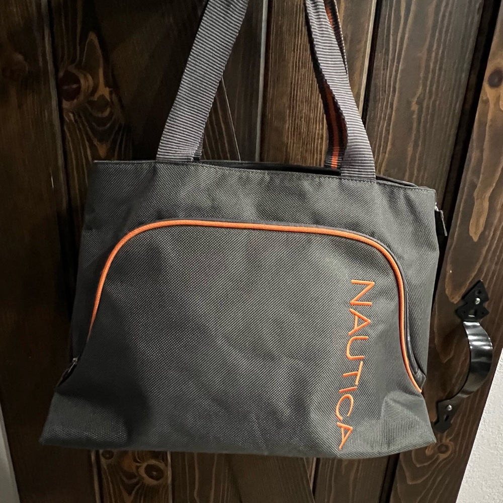 🌟2/$25) NAUTICA Grey Orange Carry-on Luggage Canvas Tote/Bag